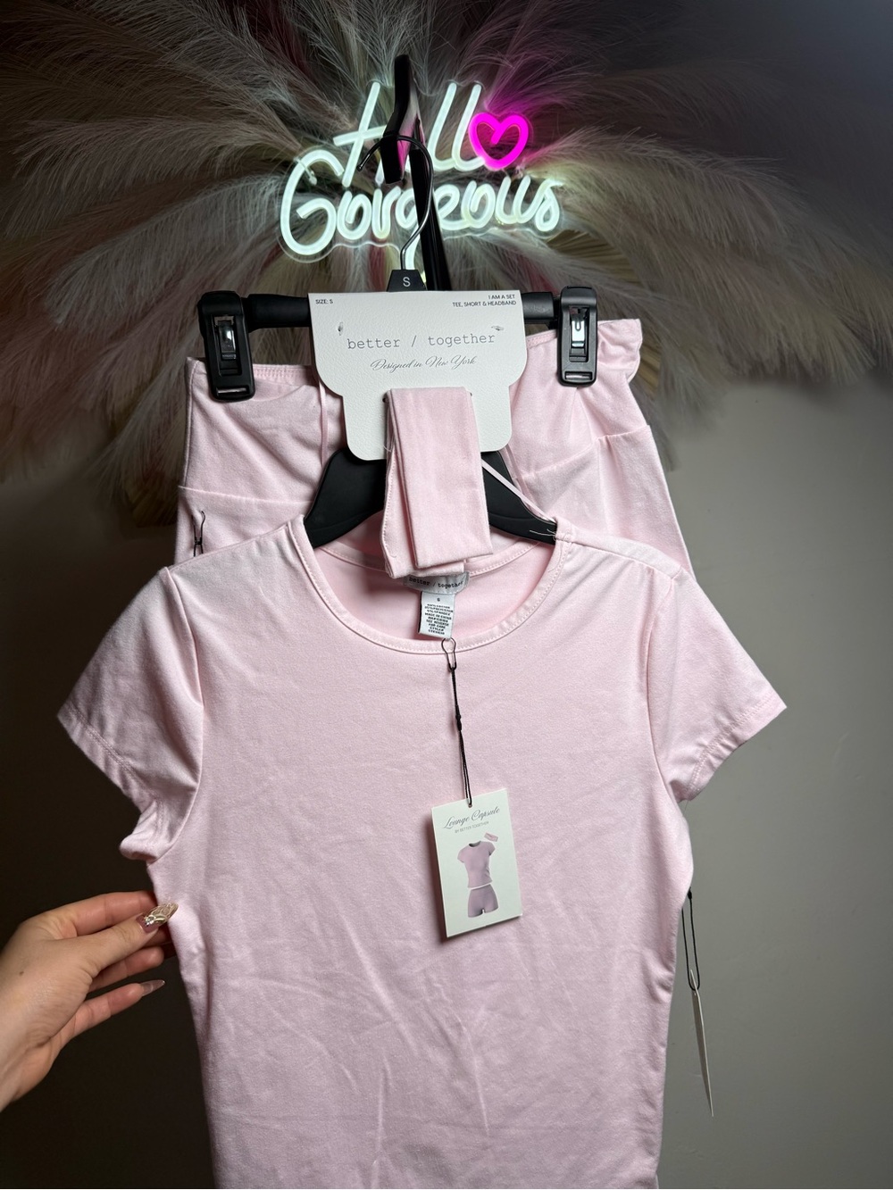 Together Girls' Light Pink Short Sleeve Tee & Shorts Set
